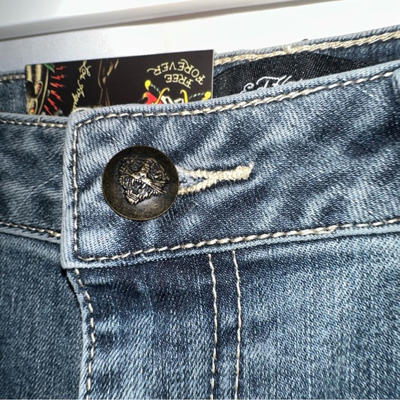 Ed Hardy Straight Leg Jeans with Embroidered Design - Picture 6 of 13